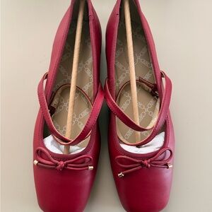 Michael Kors Collette leather ballet flats deep red size 9 NIB